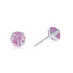 Sterling Silver Pink Cubic Zirconia Studs 5mm