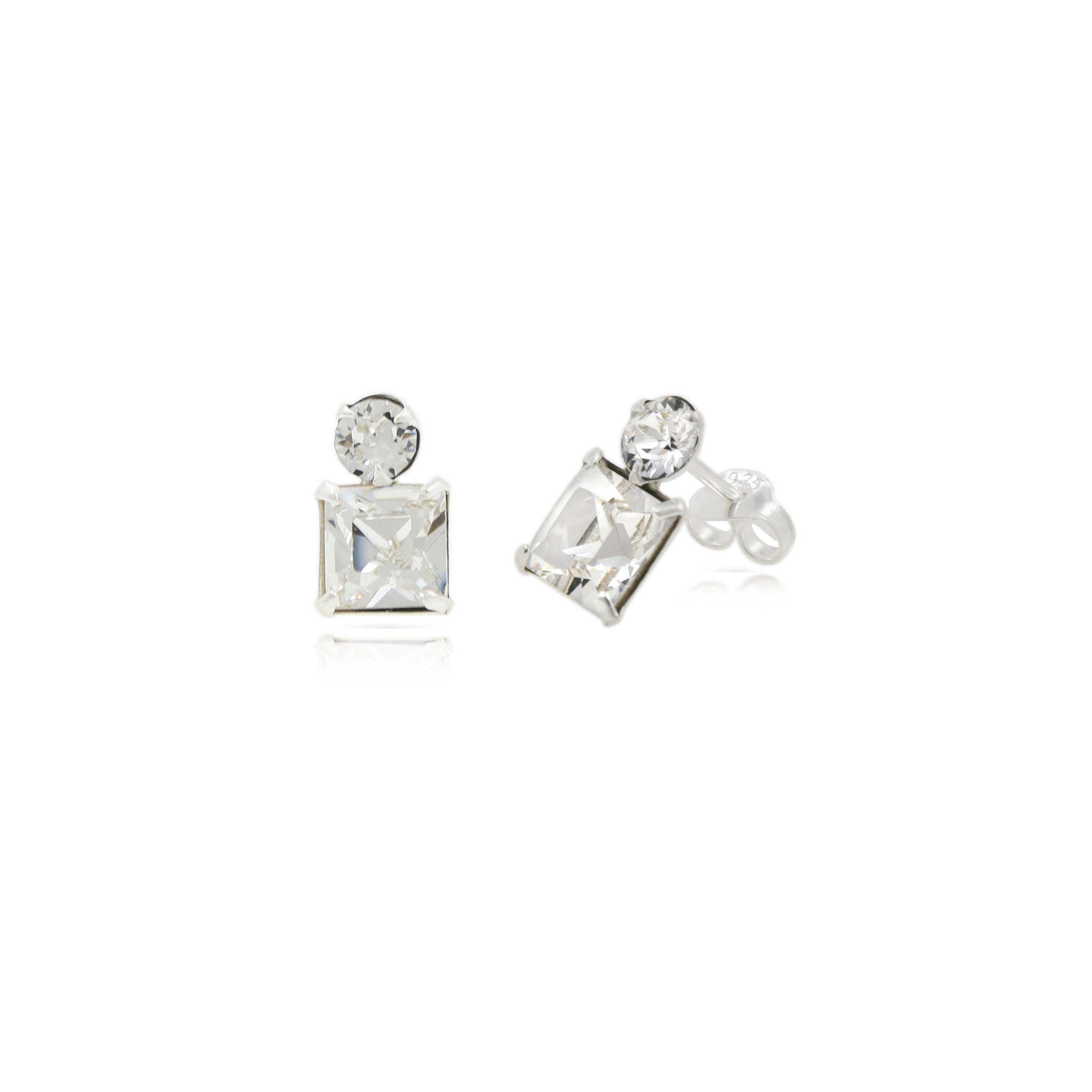 Sterling Silver Stud Drop Earrings with Crystals from Swarovski®
