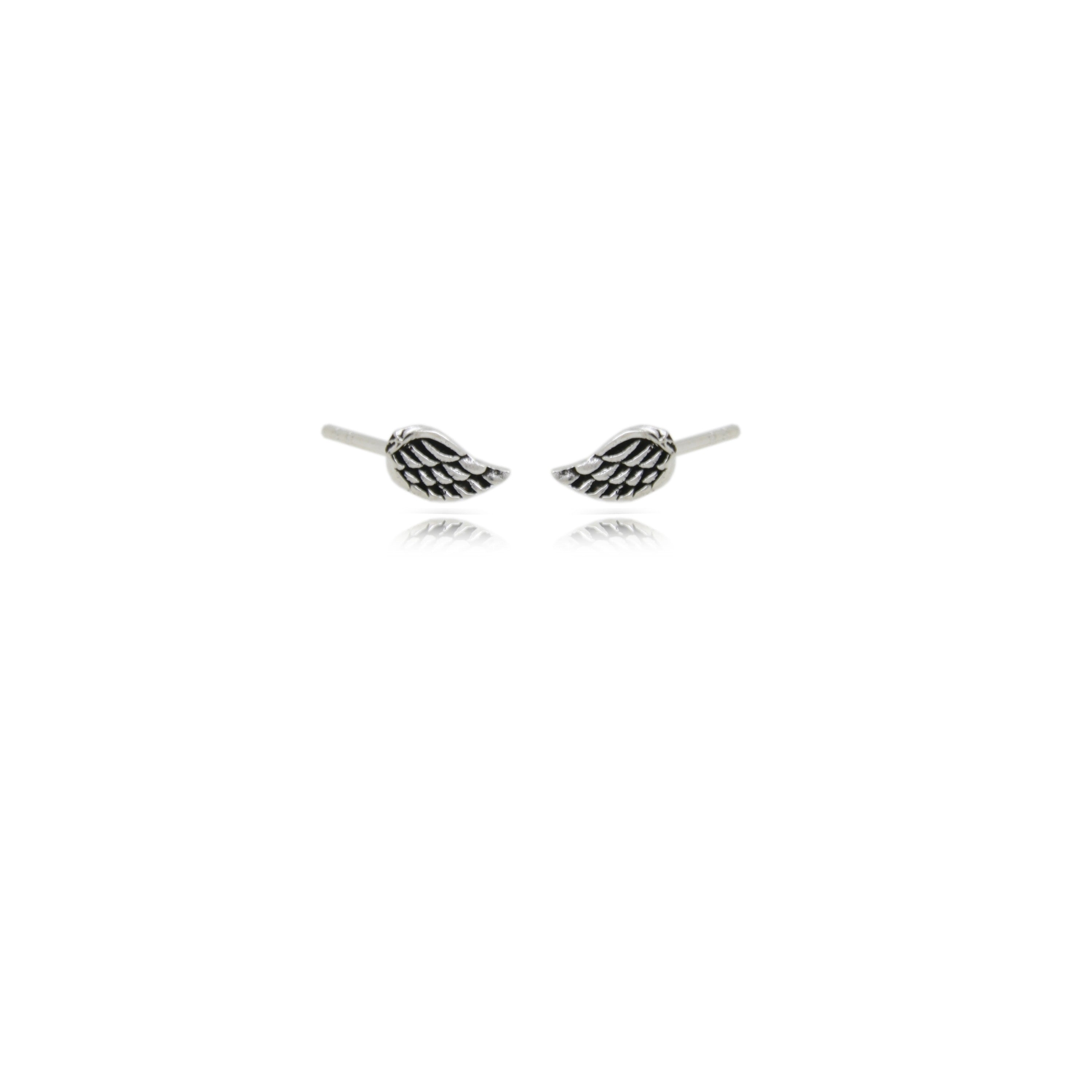 Sterling Silver Petite Angel Wing Stud Earrings