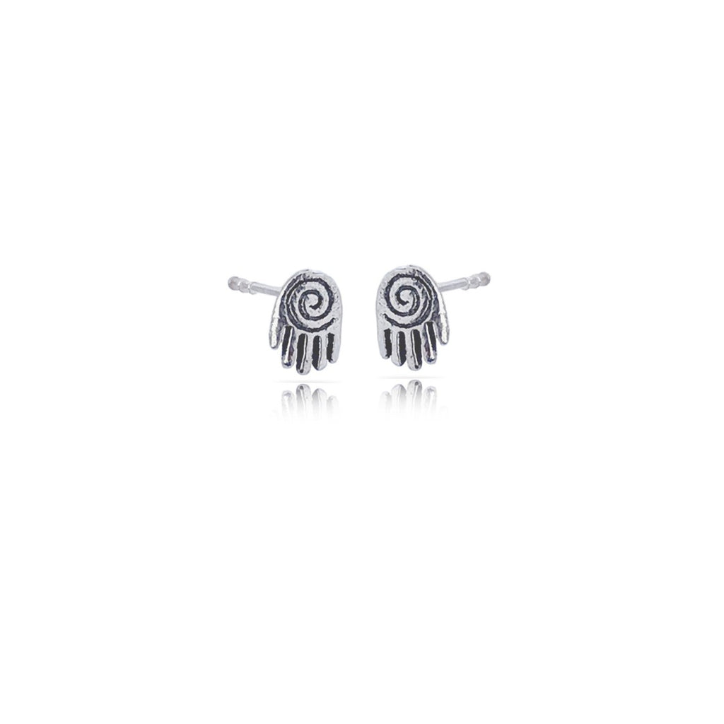 Sterling Silver Protective Hand Petite Stud Earrings