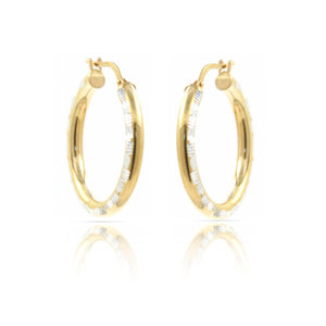 9ct Gold Silver Filled Diamond Cut Hoop Earrings