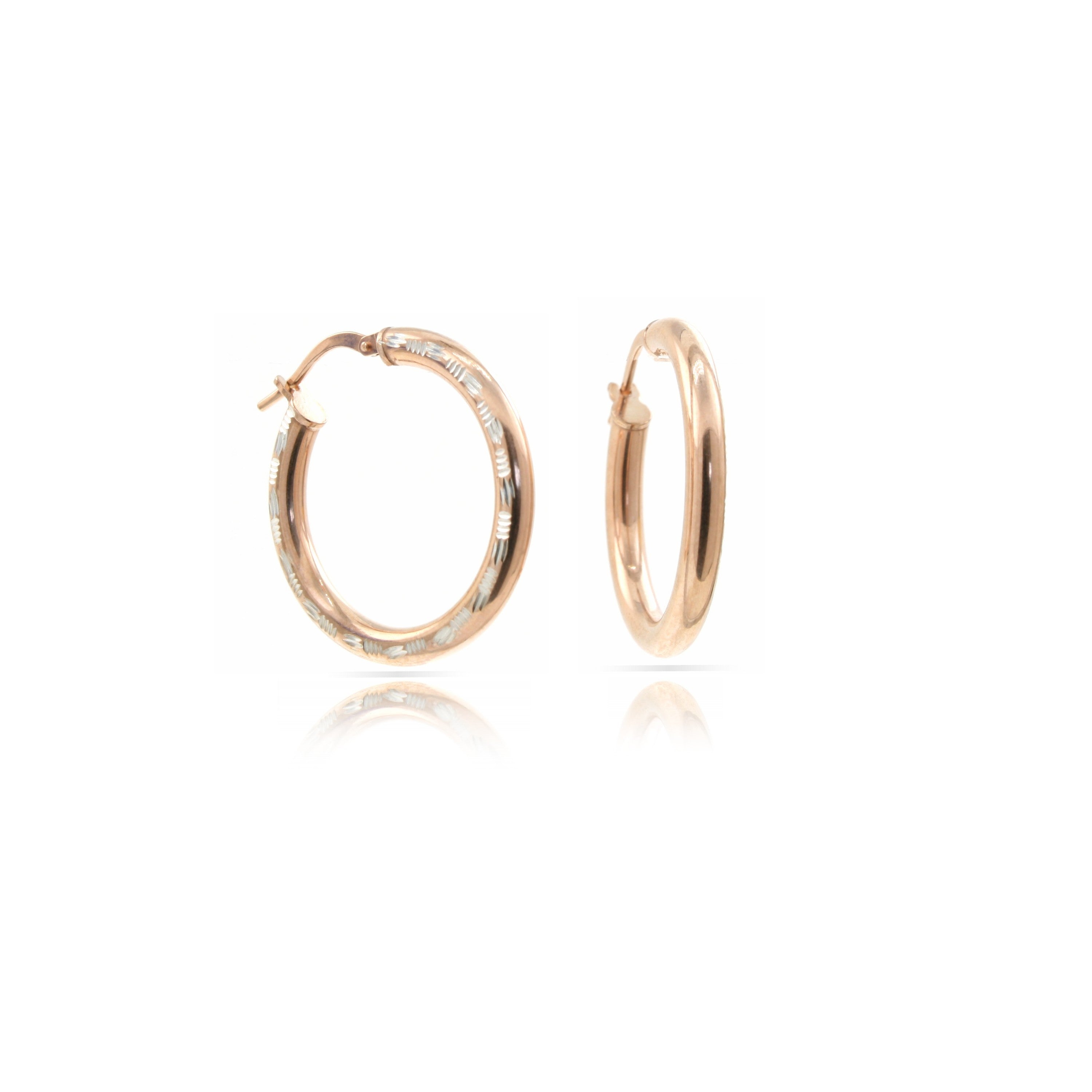 9ct Rose Gold Silver Filled Faceted Hoop Earrings