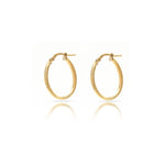 9ct Yellow Gold Sterling Silver Oval Shaped Hoop Earrings