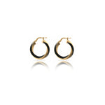 9ct Gold Silver Filled Black Enamel Twist Hoop Earrings