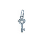 Sterling  Silver Key with Cubic Zirconia Charm