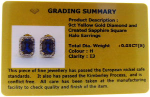 9ct Synthetic Sapphire & Diamond Earrings