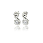 9ct White Gold Fancy Shaped Stud Earrings with 4mm Cubic Zirconia