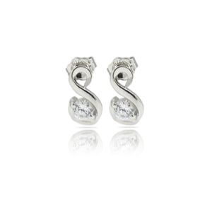 9ct White Gold Fancy Shaped Stud Earrings with 4mm Cubic Zirconia