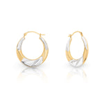 9ct Yellow Gold Two Tone Fancy Creole Earrings