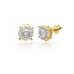 9ct Yellow Gold Diamond Earrings 1/4ct TW