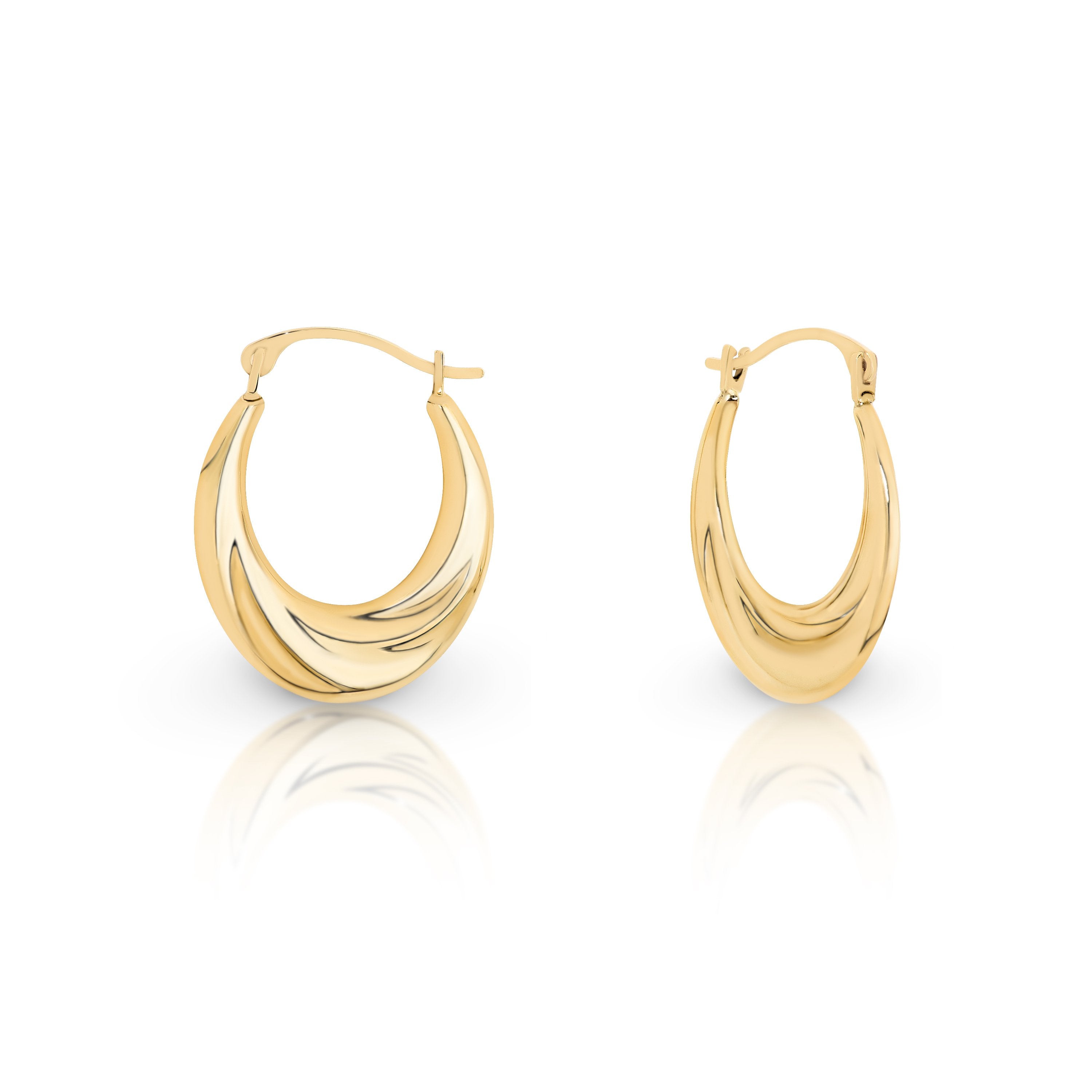 9ct Yellow Gold Oval Twist Creole Earrings