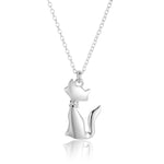 Sterling Silver Cat Pendant with Cubic Zirconia Collar