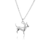 Sterling Silver Chihuahua Dog Pendant with Cubic Zirconia Collar