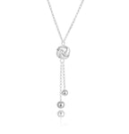 Sterling Silver Knot & Ball Drop Necklace