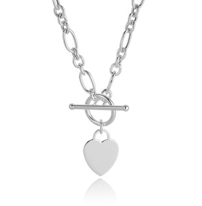 Sterling Silver Figaro Fob Chain with Heart