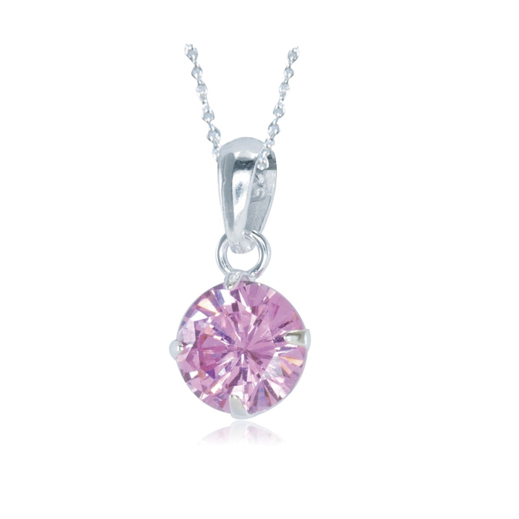 Sterling Silver Pink Cubic Zirconia Pendant