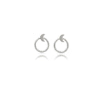 Sterling Silver Moon Circle Stud Earrings