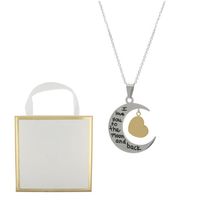 Stainless Steel Moon & Back Necklace
