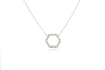 9ct White Gold Diamond Set Petite Octagon Geometric Necklace