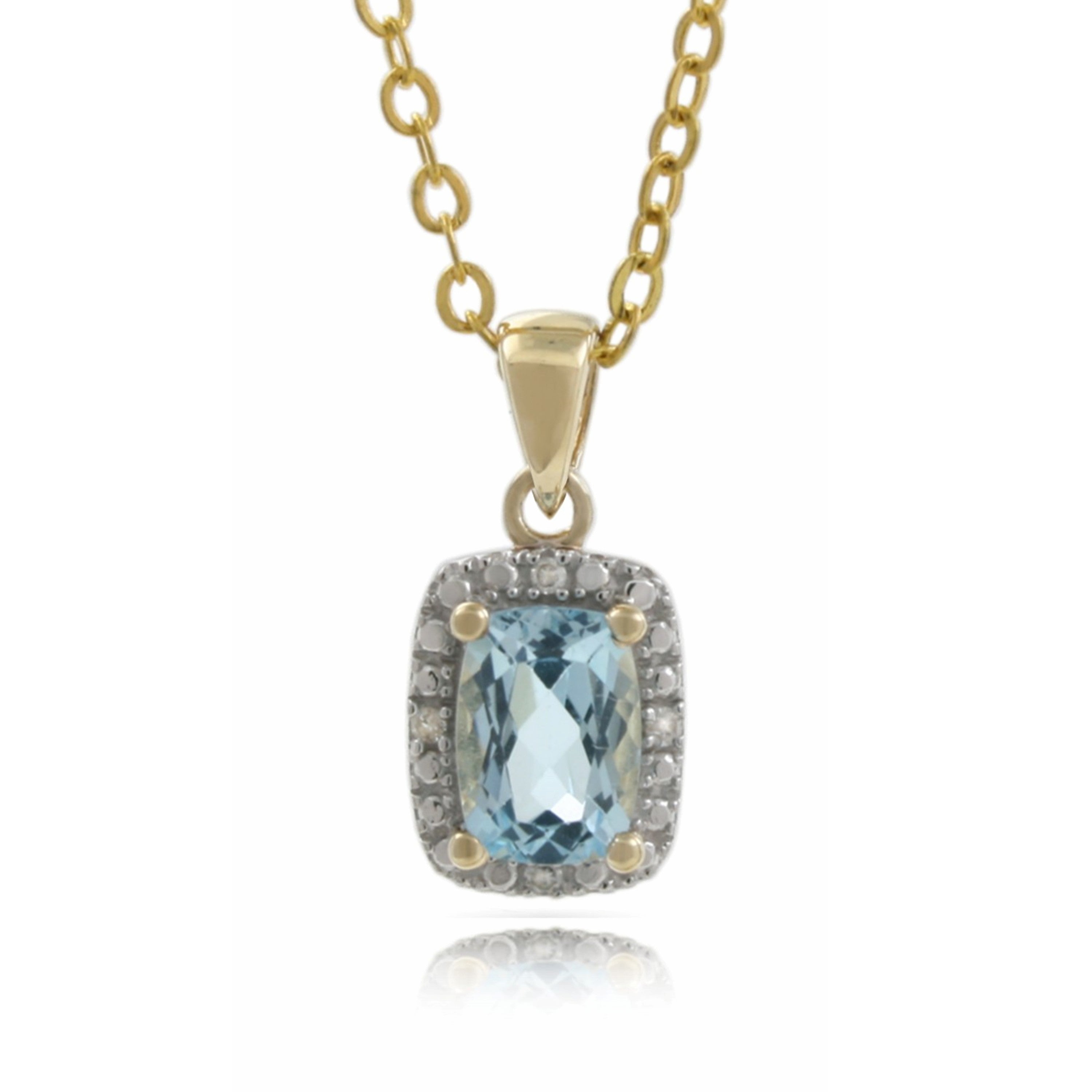 9ct Gold Diamond & Sky Blue Topaz Pendant