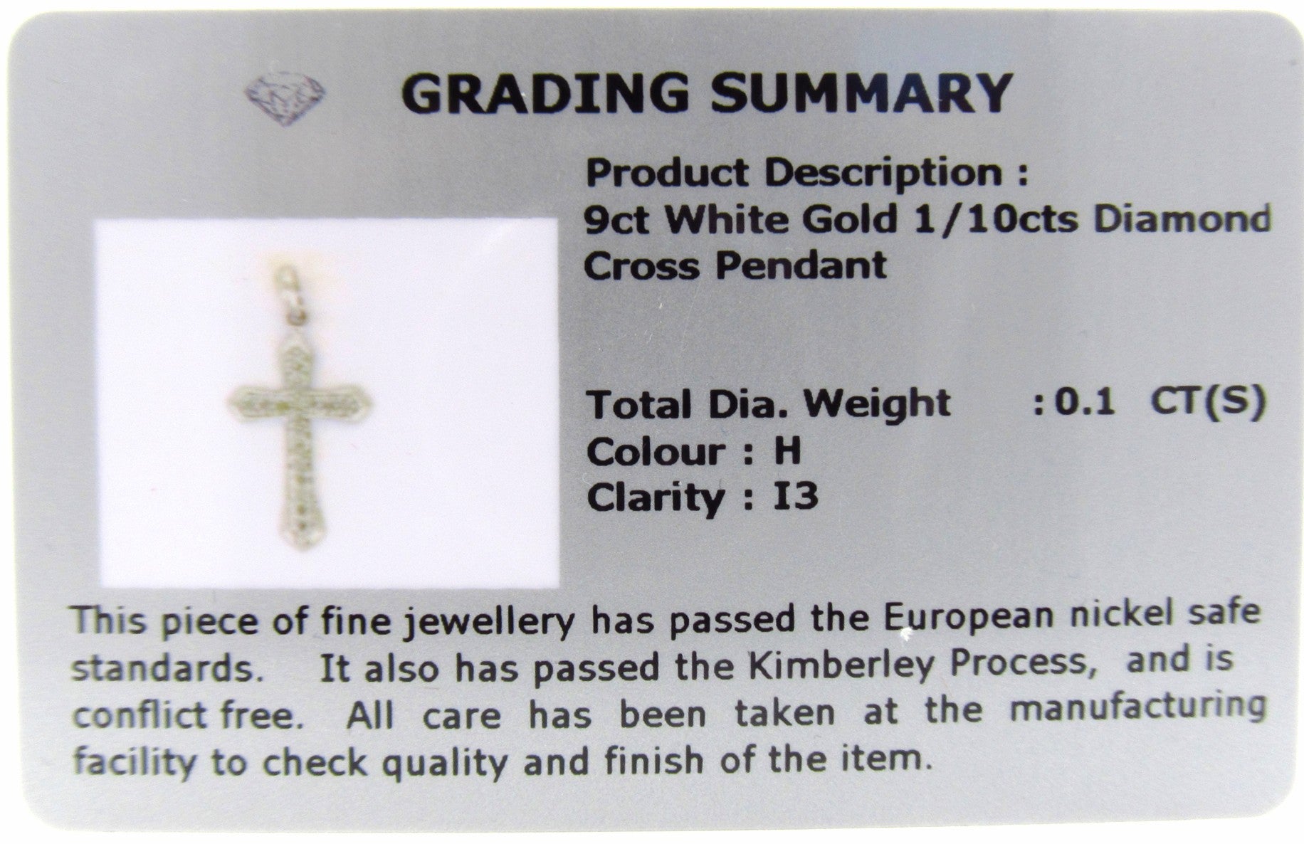 9ct White Gold Diamond Cross Pendant