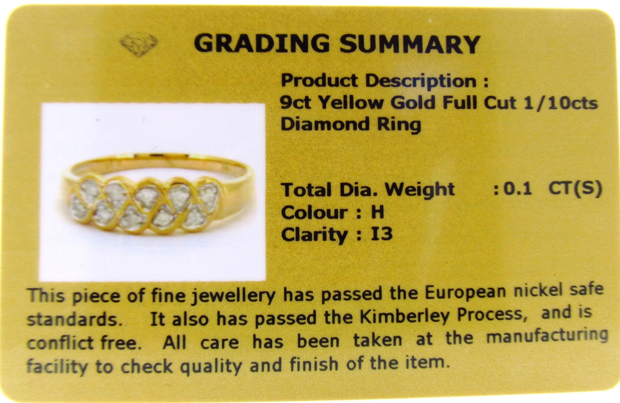 9ct Yellow Gold Diamond Dress Ring  .10ct TW
