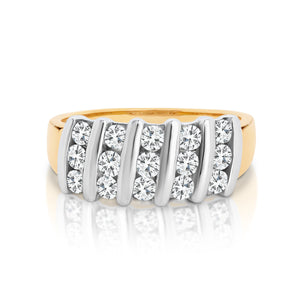 18ct Yellow Gold Diamond Dress Ring .80ct TW