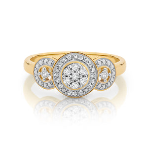 9ct Yellow Gold  Diamond Dress Ring 1/4ct TW