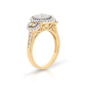 9ct Yellow Gold  Diamond Dress Ring .95ct TW
