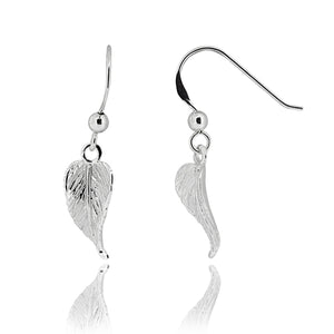 Sterling Silver Leaf Shepherd Hook Earrings