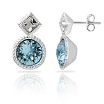 Sterling Silver Earrings with crystals from Swarovski® Aqua/White