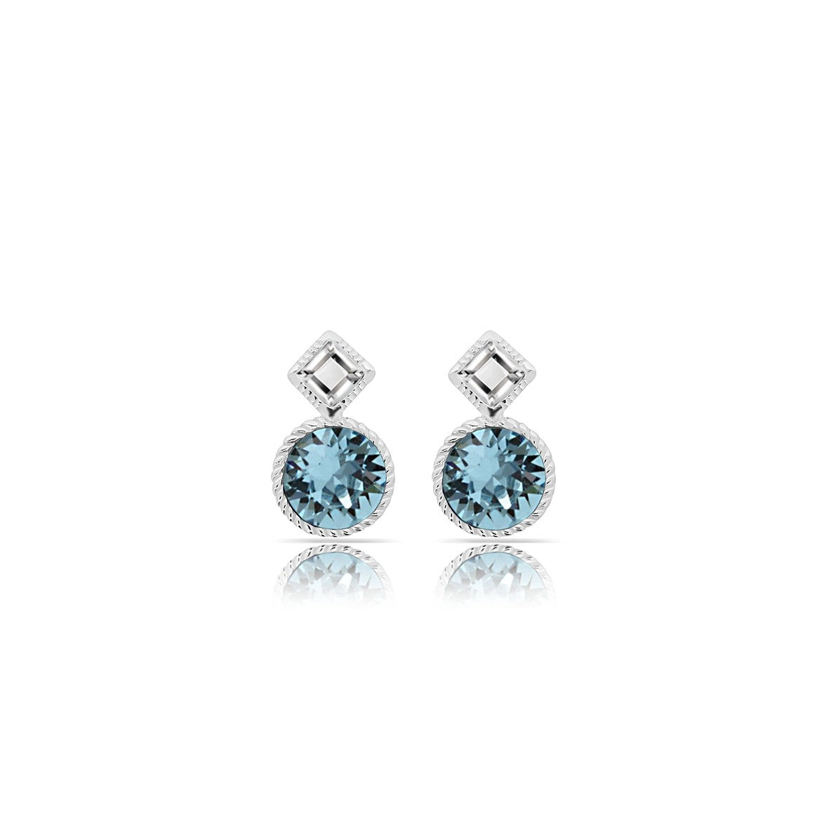 Sterling Silver Earrings with crystals from Swarovski® Aqua/White