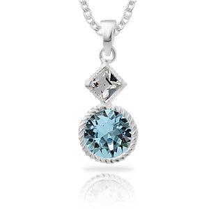 Sterling Silver Pendant with crystals from Swarovski® Aqua/White