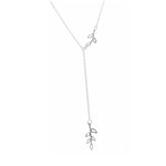Sterling Silver Lariat Chain With Leaf Pendant