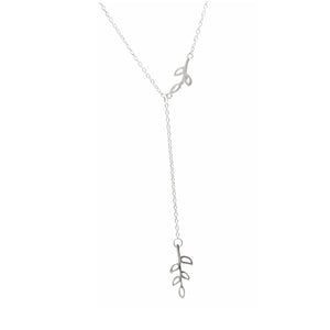 Sterling Silver Lariat Chain With Leaf Pendant