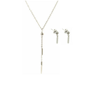 Stainless Steel Bar Earring & Necklace Set