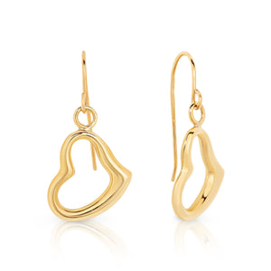 9ct Yellow Gold Heart Hook Earrings